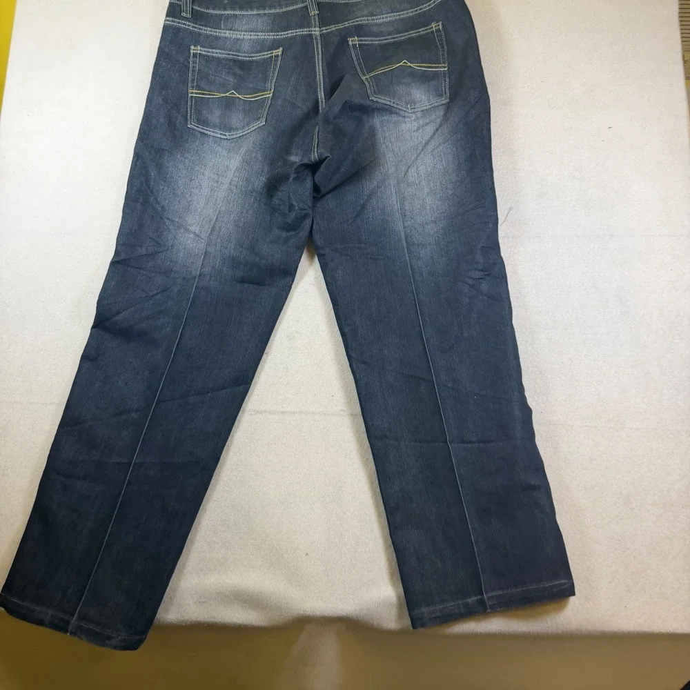 Avirex Mens Relaxed Straight Leg Dark Wash Denim Jeans 42x34 RN113427 Blue